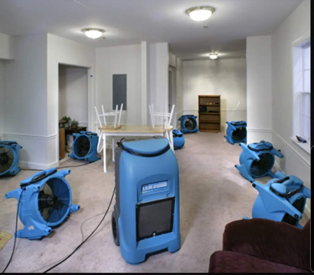 Air movers and dehumidifier setup for Water Extraction & Removal in Gloucester City